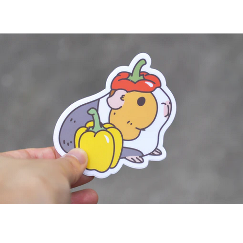 Guinea Pig and Pepper Hat Sticker