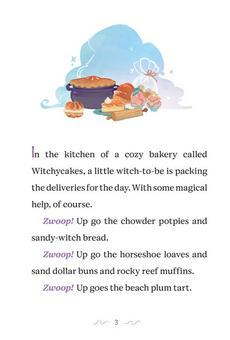 Illustration of various baked goods including potpie, bread, tart, muffins, and cupcakes with magical sparkles above them.