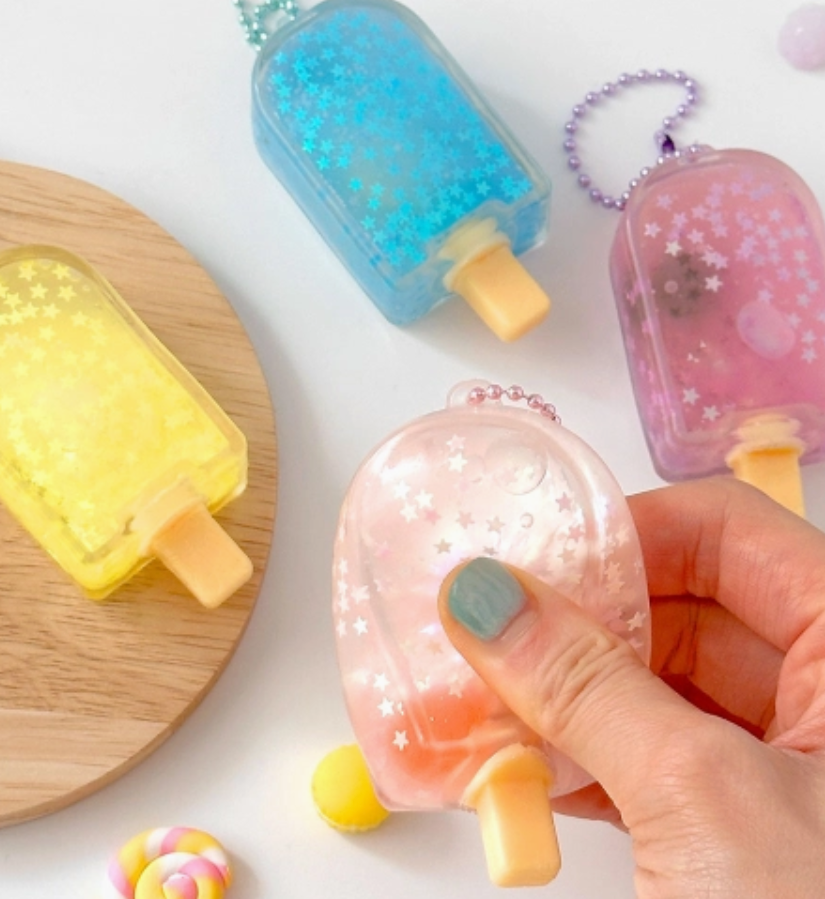 Squishy Sparkly Ice Cream Keychain