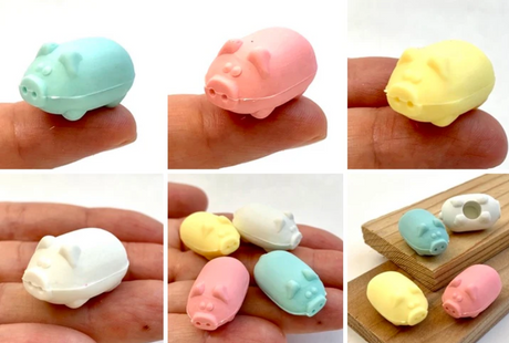 Japanese Erasers Double Pigs