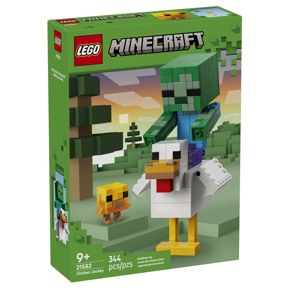 Minecraft Chicken Jockey building set box with a chicken and zombie character figures