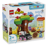 Duplo Bluey Pizza Girls with Muffin & Bluey toy set packaging with treehouse and character figures