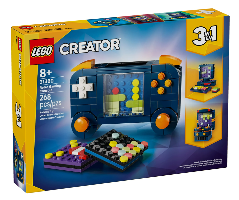 Creator Retro Gaming Console building set box with colorful console and handheld controller models