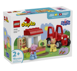 Duplo Peppa Pig Tractor and Market toy set box with red tractor market stall and figures
