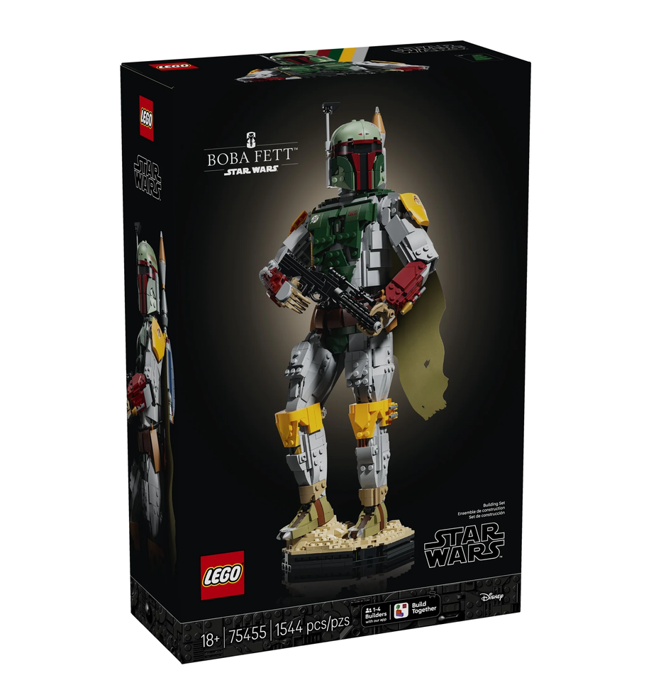 Star Wars Boba Fett building set in a black display box