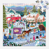 300pc Little Winter Town Puzzle showing a snowy village with skaters and a horse-drawn sleigh