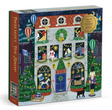 500pc Twilight Toy Shop Foil Puzzle featuring a festive toy shop scene with snowy windows and holiday decorations