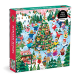 500pc Winter Whirl Family Puzzle colorful festive winter scene puzzle box with Christmas tree and playful characters