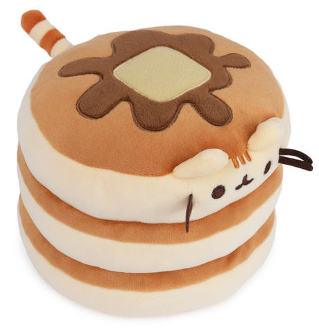Pusheen Squisheen Pancakes plush showing a stack of three soft pancakes with Pusheen’s face and a pat of butter on top.