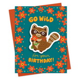 Go Wild Raccoon Sticker Birthday Card