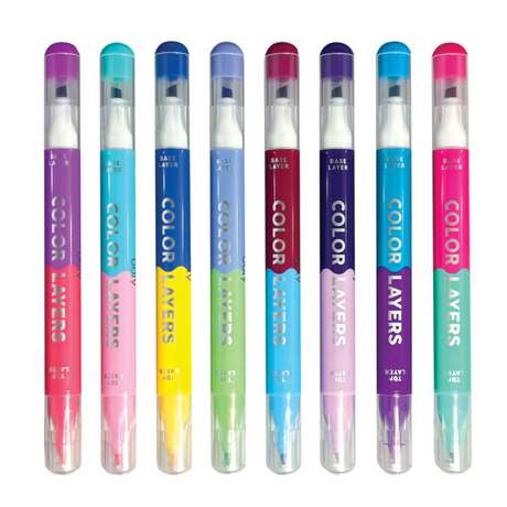 Color Layers Layering Markers set of eight double sided markers with chisel and point tips for layering colors.