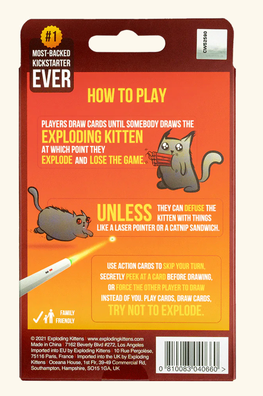 Exploding Kittens 2 Player Edition, Travel Friendly Card Game