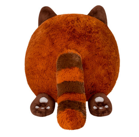 Baby Red Panda plush toy showing back with striped tail and brown paws in soft polyester fiber.