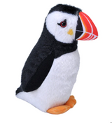 Audubon Bird Atlantic Puffin plush toy with detailed black, white, and orange features, perfect for bird lovers.