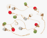 Acorn Felt Garland featuring multi-hued woolen acorns on a 48in natural twine string for playful decor.