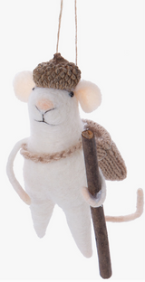 Hiking Mouse Felt Ornament