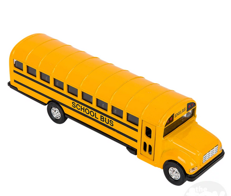 School Bus | 7-Inch die-cast toy with pull back action and functional doors, perfect for kids ages 3 and up.