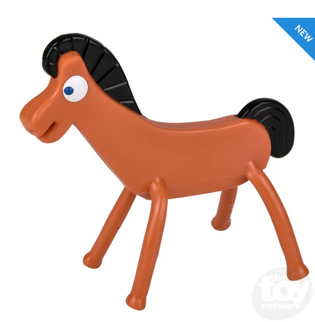 Pokey bendable figure inspired by classic pony friend of Gumby with black mane and tail, standing on four legs.