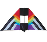 5.5' Box Delta Kite Rainbow Spectrum with vibrant ripstop nylon fabric and fiberglass frame in rainbow colors.