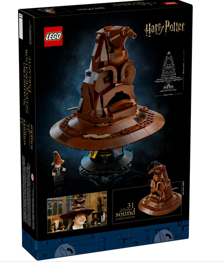 LEGO Harry Potter Talking Sorting Hat set with sound brick and minifigure wearing Sorting Hat.