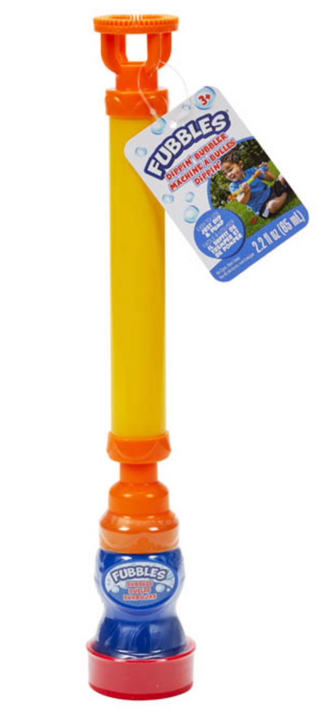 Fubbles | Dippin' Bubbler bubble blower with 2.2 fl oz solution in handle, easy pump and dip for bubbles.