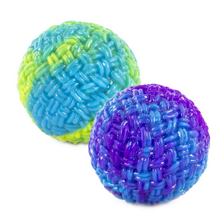 Tutti Fruiti Woolly Ball in vibrant blue, green, and purple colors, perfect for indoor and outdoor fun.