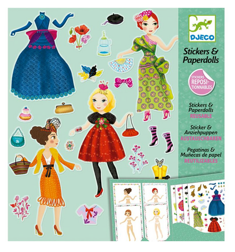 Massive Fashion Stickers & Dolls featuring 4 diverse paper dolls and reusable outfits for endless dress-up fun.