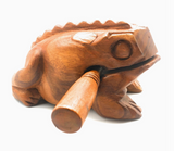 Wooden Croaking Frog | 8in Light Brown