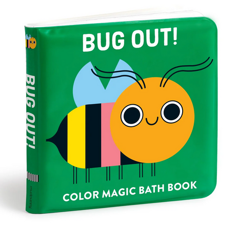 Bath Book Color Magic | Bug Out! with colorful bug illustration on green cover for engaging water play.