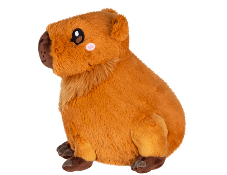 Capybara Mini plush toy with soft brown fur, sitting pose, and cute embroidered eyes for kids and collectors.