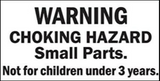 Warning label for Seal Family toy set indicating choking hazard due to small parts, not suitable for children under 3 years.
