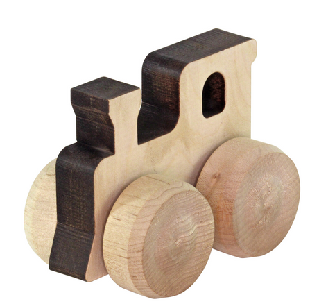 Mini Monster Vehicle Train wooden toy with big wheels, natural materials, and laser-cut details, perfect for little hands.