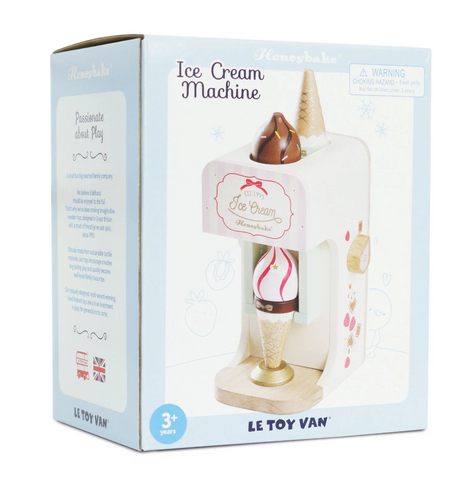 Ice Cream Machine wooden toy in pastel shades with magnetic cones and ice cream for imaginative play, age 3+