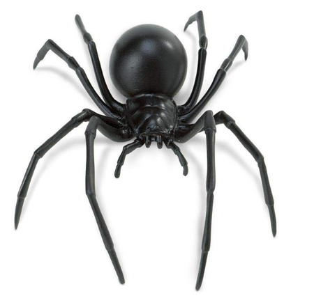 Black Widow Spider model showing black body and legs, detailed realistic design, part of Incredible Creatures collection.