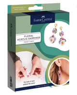 Floral Acrylic Earrings kit by Faber-Castell with materials to make 3 pairs of nature-inspired dangle earrings.