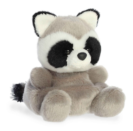 Palm Pals Raccoon Rascal plush toy with soft gray fur, black eye markings, and cute small ears sitting upright.