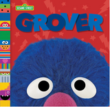 Sesame St Friends: Grover board book cover with Grover's furry blue head and colorful Sesame Street character strip
