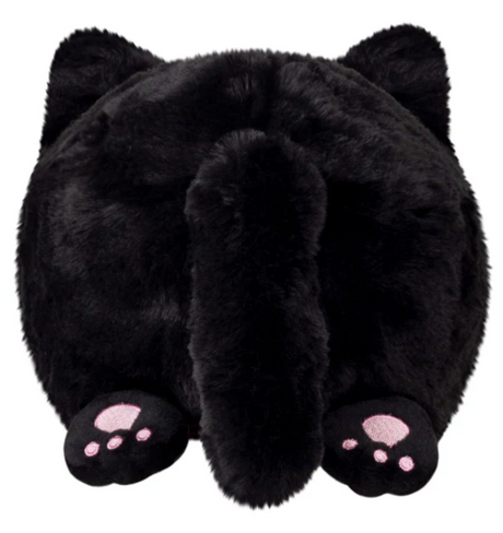 Black Kitty Mini plush toy showing a soft black fur back with tail and pink paw pads for cuddly fun.