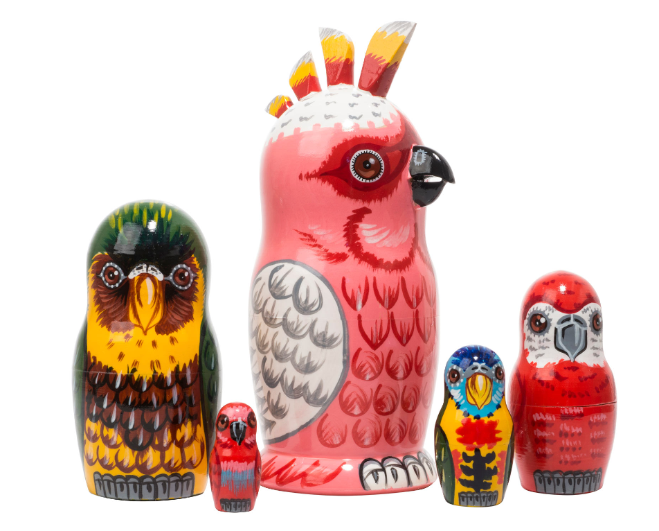 Matryoshka Nesting Dolls | Parrot 5pc