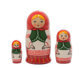 Matryoshka Nesting Dolls | Belorussian Nadia 3pc set with traditional outfit and detailed hand-painted design