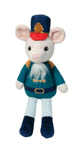 Nutcracker Mouse plush dressed in classic nutcracker uniform with blue hat and white beard, perfect holiday decor.