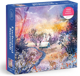 1000pc Enchanted Snowfall Puzzle featuring a magical winter landscape with wildlife under a starry sky.