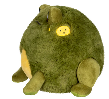 Toad Mini plush toy with soft green fur, round body, and stubby legs, perfect for kids ages 0 and up.
