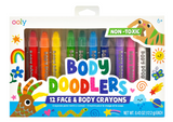 Body Doodlers Face & Body Crayons set of 12 vibrant, non-toxic, twist-up crayons for temporary face and body art.