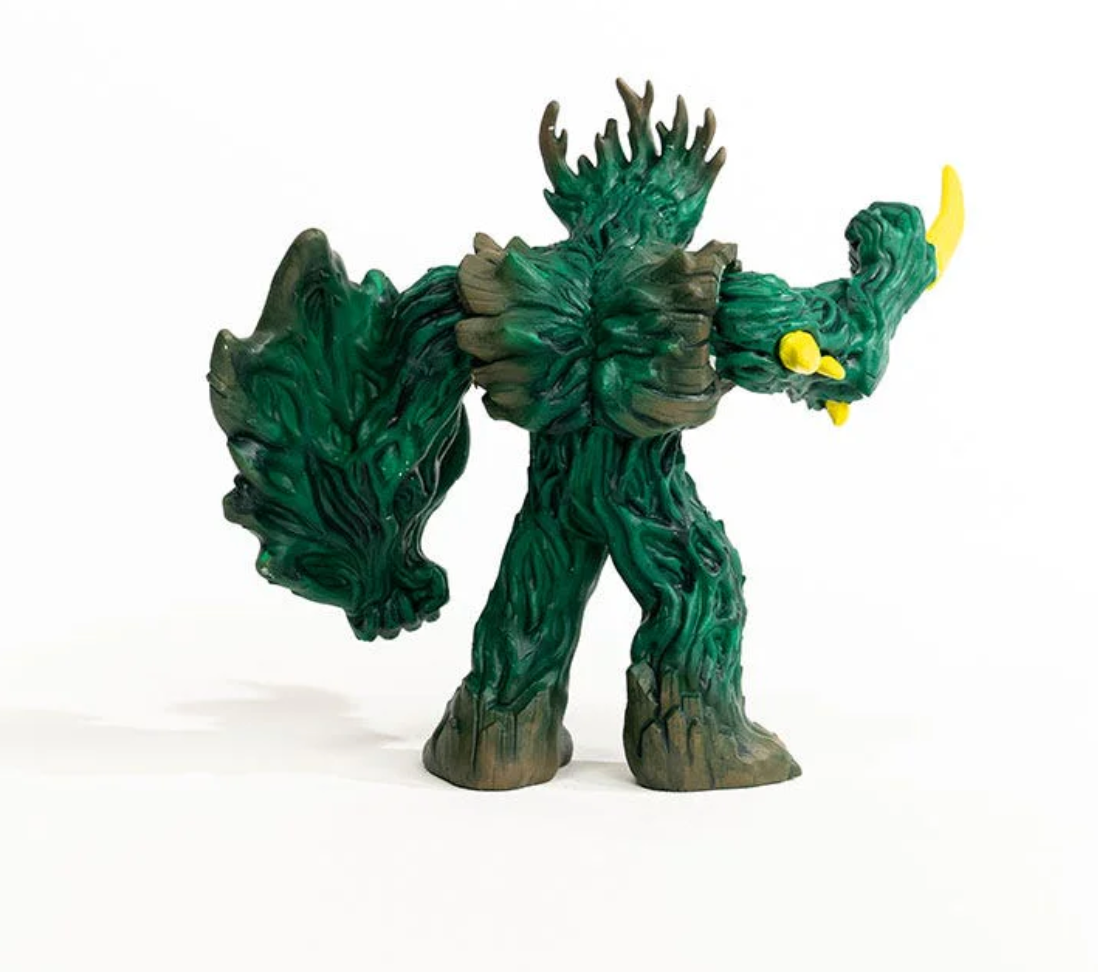 Jungle Emperor figure with tree-like branches, large shield arm, and detailed wood texture for imaginative play.