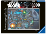 1000pc Star Wars: Where's Wookie Puzzle featuring detailed Star Wars scenes with 1000 pieces by Ravensburger.