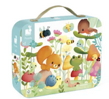 20pc Garden Friends Suitcase Puzzle with cute garden animals like bees, squirrels, and frogs in a carry case for kids age 2+