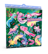 Sketchbook | Axolotl with colorful axolotl illustrations on spiral-bound 6x6 inch notebook for creativity and drawing.