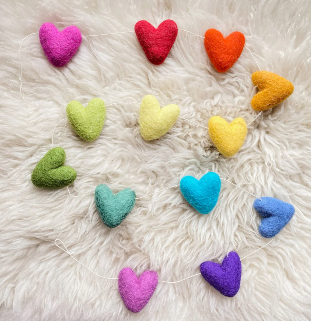 Felt Garland | Rainbow Hearts