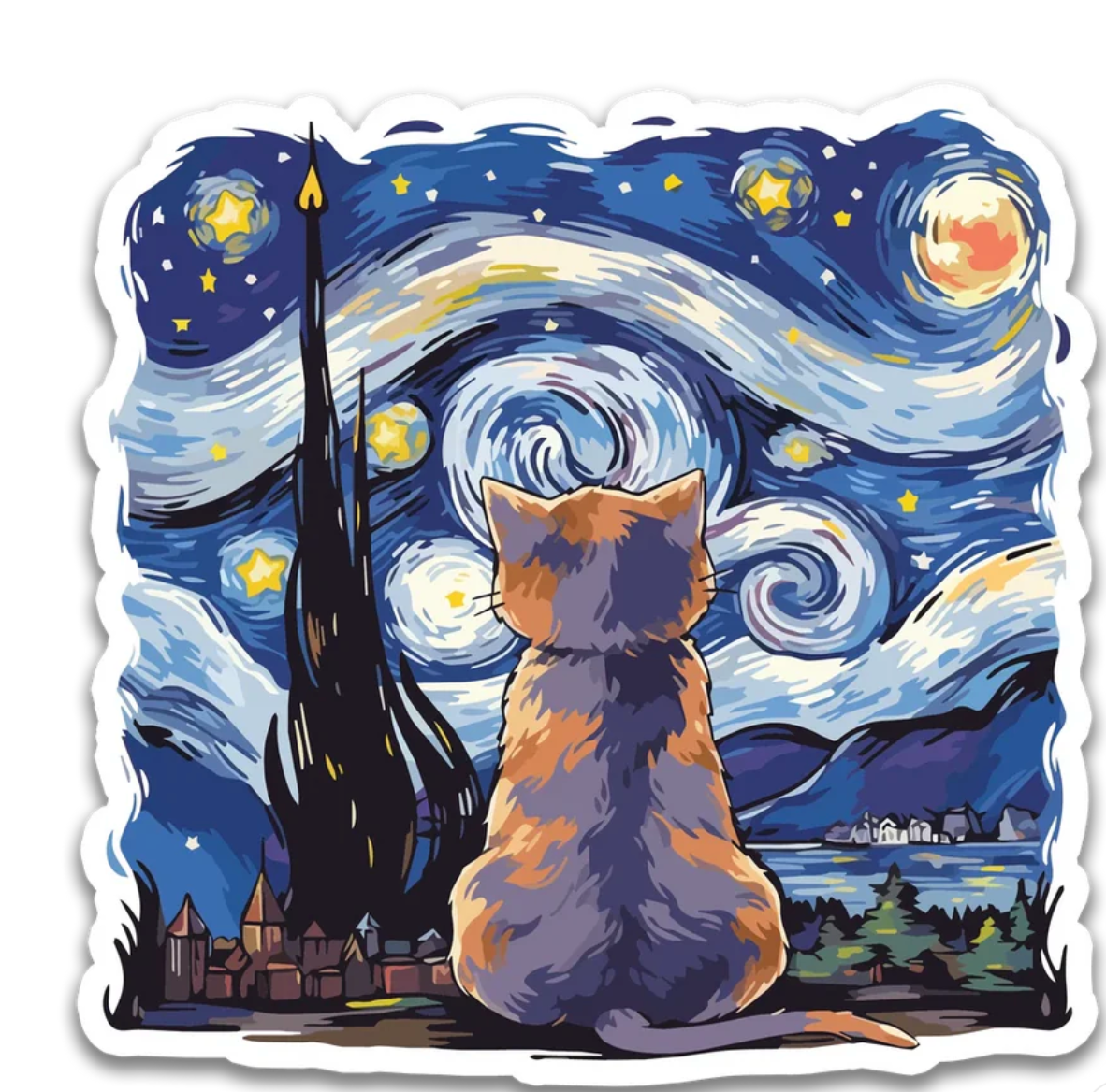 Starry Night Cat Sticker